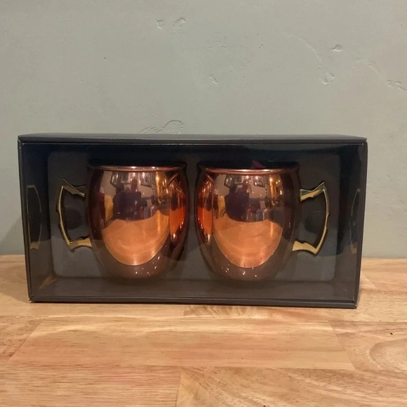 SET OF COPPER FINISHED MOSCOW MULE MUGS MADE BY STYLE. PERFECT COCKTAILS. NWTS! - Picture 4 of 8